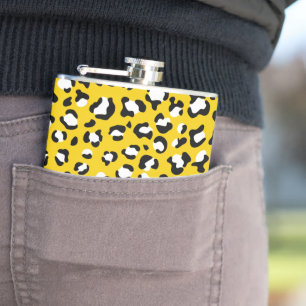 Leopard Print, Leopard Spots, Yellow Leopard Hip Flask