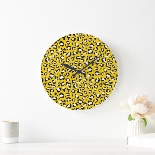 Leopard Print, Leopard Spots, Yellow Leopard Large Clock