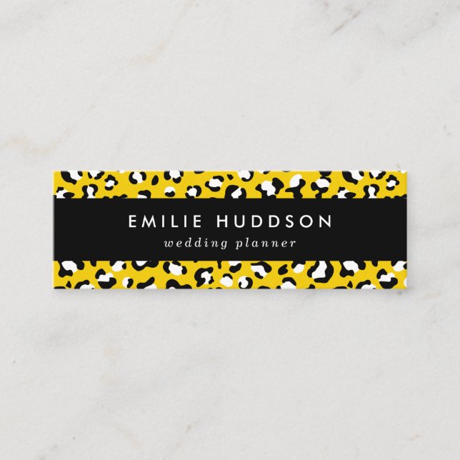 Leopard Print, Leopard Spots, Yellow Leopard Mini Business Card (Front)