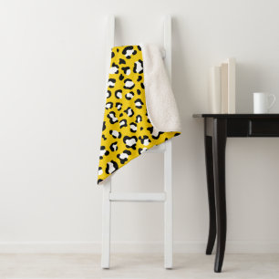 Leopard Print, Leopard Spots, Yellow Leopard Sherpa Blanket
