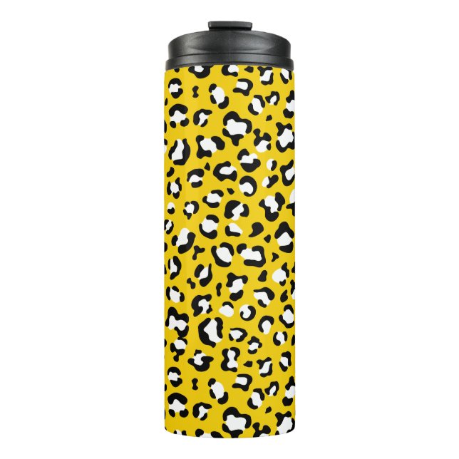 Leopard Print, Leopard Spots, Yellow Leopard Thermal Tumbler (Front)
