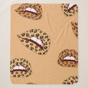 Leopard print lips seamless pattern,cheetah lips d sherpa blanket