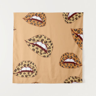 Leopard print lips seamless pattern,cheetah lips d tapestry