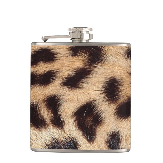 leopard print look texture hip flask (Front)