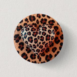 Leopard Print Love 1 Inch Round Button