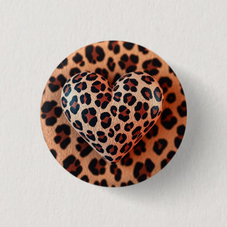 Leopard Print Love 1 Inch Round Button