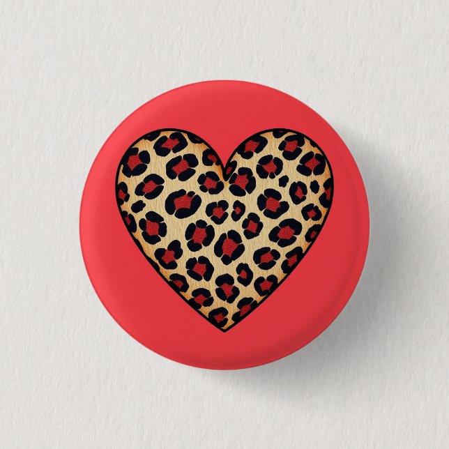 Leopard Print Love 1 Inch Round Button (Front)