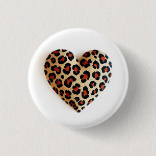 Leopard Print Love 1 Inch Round Button