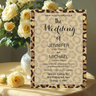 Leopard Print   Luxury QR Code Modern Wedding Invitation