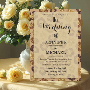Leopard Print Luxury QR Code Modern Wedding Invitation