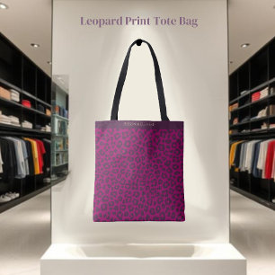 Leopard Print-Magenta- Tote Bag