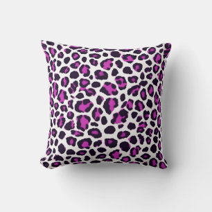 Leopard Print Magenta White Throw Pillow