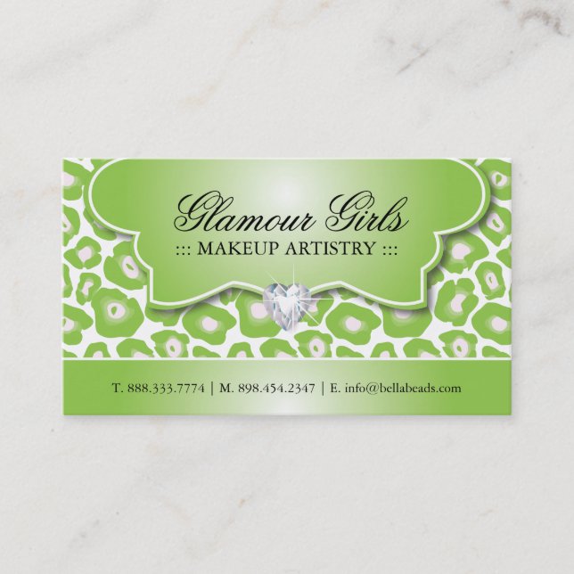 LEOPARD PRINT MAKEUP ARTIST BUSINESS CARDS (Front)