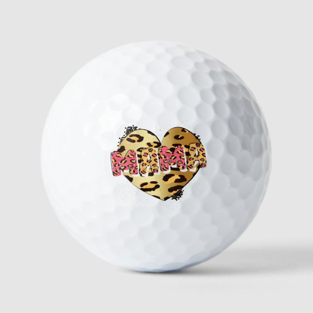 Leopard Print Mama Heart Golf Balls (Front)