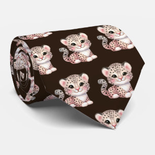 Leopard Print Modern Kawaii Cute Cheetah Babies Tie