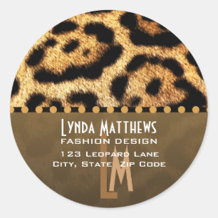 Leopard Print Monogram Address Labels
