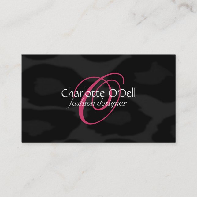 leopard print monogram business card (Front)
