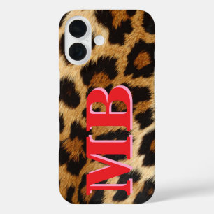 Leopard Print Monogram iPhone 16 Case