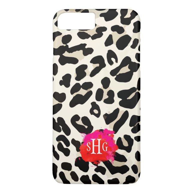 Leopard Print Monogram iPhone 7 Plus Case (Back)