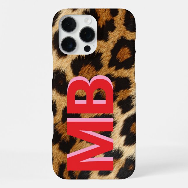 Leopard Print Monogram iPhone Case (Back)