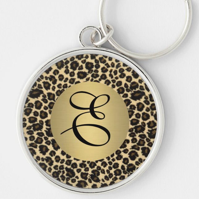 Leopard Print Monogram Keychain (Front)