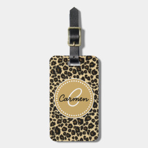 Leopard Print Monogram Luggage Tag