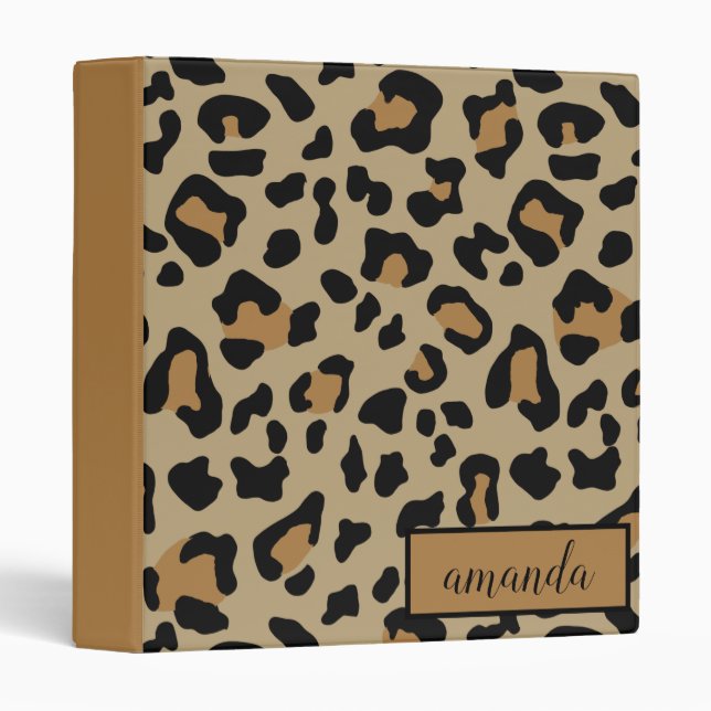 Leopard Print Monogram Personalized Binder (Front/Spine)