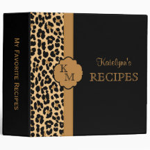 Leopard Print Monogram Recipe Binder