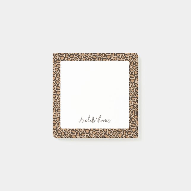 Leopard Print Monogrammed Post-it Notes (Front)