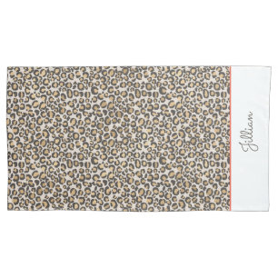 Leopard Print NAME Neutrals Chic Animal Decor  Pillowcase
