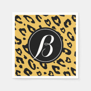Leopard print napkins with personalized monogram