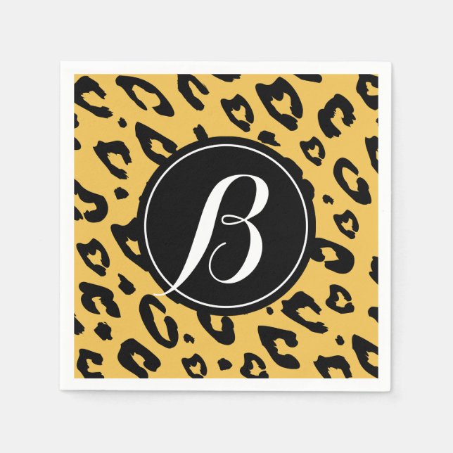 Leopard print napkins with personalized monogram (Front)