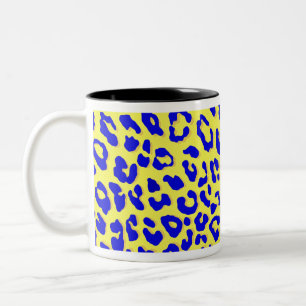Leopard Print Navy Yellow Two-Tone Coffee Mug