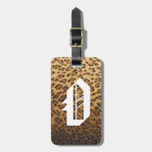 Leopard Print O monogram initials Luggage Tag