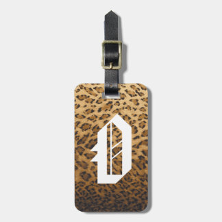 Leopard Print O monogram initials Luggage Tag