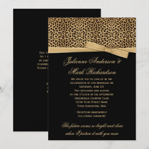 Leopard Print on Black Wedding Invitation
