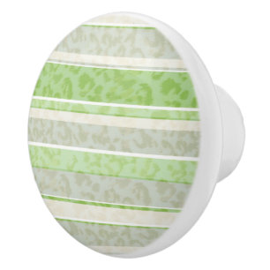 Leopard print on striped background. ceramic knob