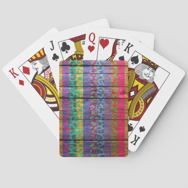 Leopard Print on Wood #4 Playing Cards (Back)