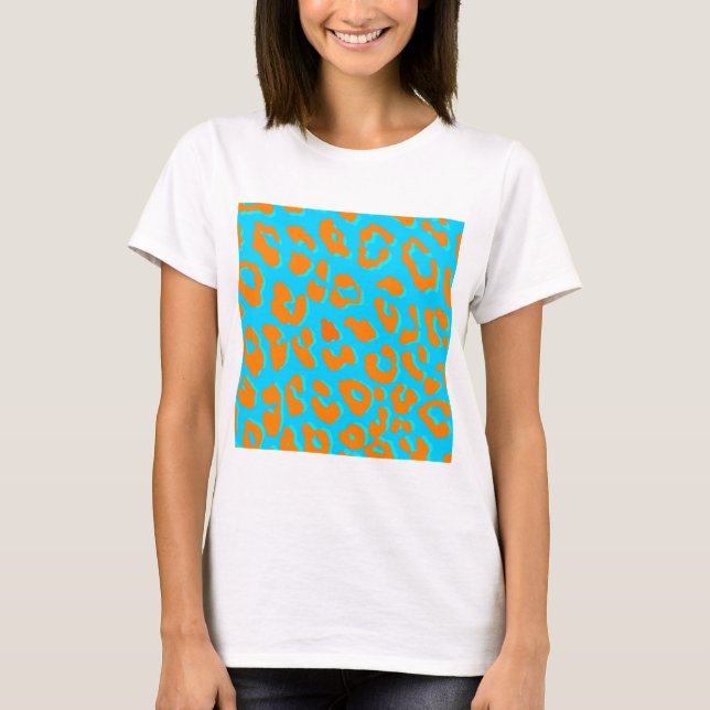 Leopard Print Orange Blue T-Shirt (Front)