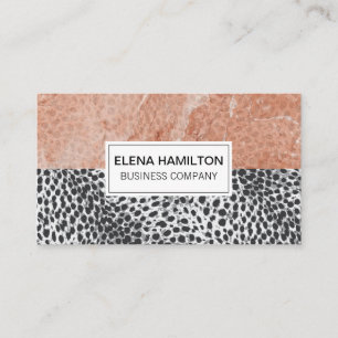 Leopard Print   Orange Marble Colour Block Business Card