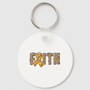 Leopard Print Orange Ribbon Faith Crps Awareness  Keychain