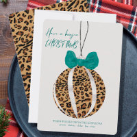 Leopard Print Ornament Green Bow Boujee Christmas
