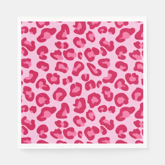 Leopard Print, Pastel Pink, Hot Pink and Fuchsia Napkin (Front)