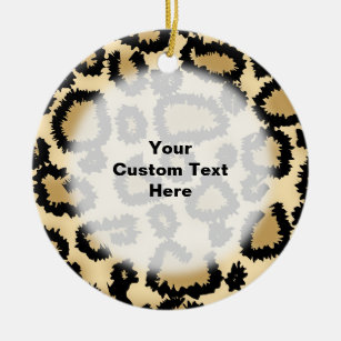 Leopard Print Pattern, Brown and Black. Ceramic Ornament