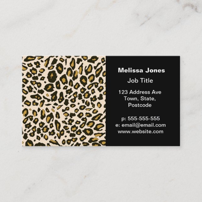 Leopard print pattern business card (Front)