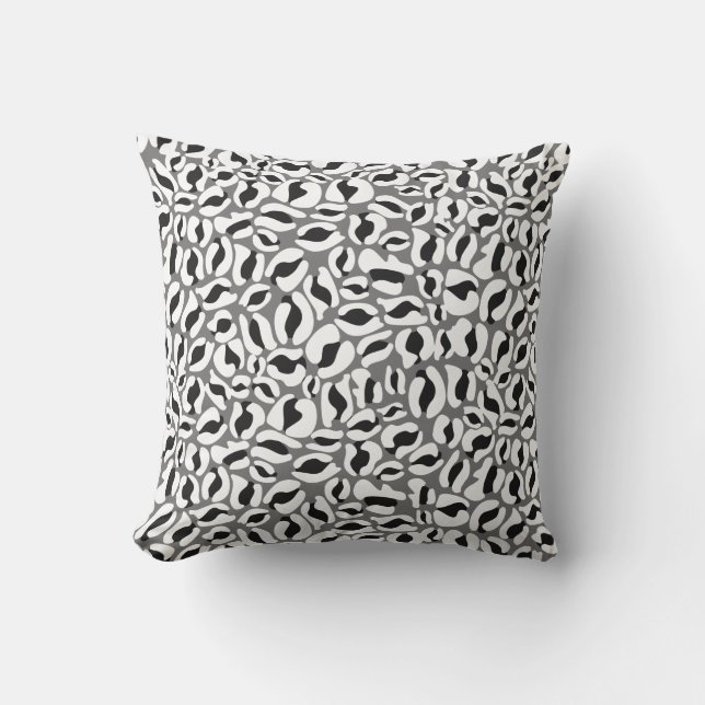 Leopard Print Pattern Classic Jungle Black White Outdoor Pillow (Front)