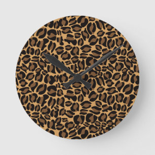 Leopard Print Pattern Classic Jungle Round Clock