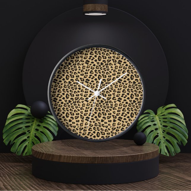 Leopard Print Pattern Clock (Cute Leopard Print Pattern Clock by Looly Elzayat)