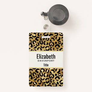 Leopard Print Pattern in Gold and Black Badge