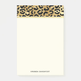 Leopard Print Pattern in Gold and Black Post-it Notes